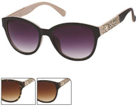 Cargar imagen en el visor de la galería, Sonnenbrille Damen goldfarbene Metall Blumenornamente am Bügel 400 UV getönt
