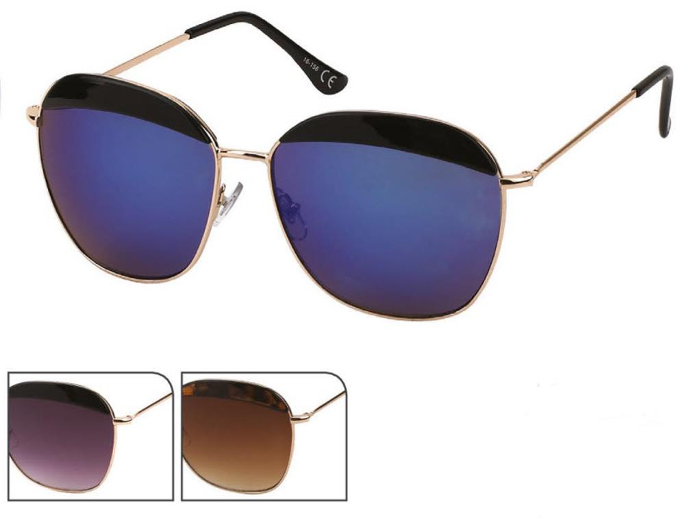 Sonnenbrille Retro Pilotenbrille 400 UV Steg kurz hoch Lider runde Trapezform