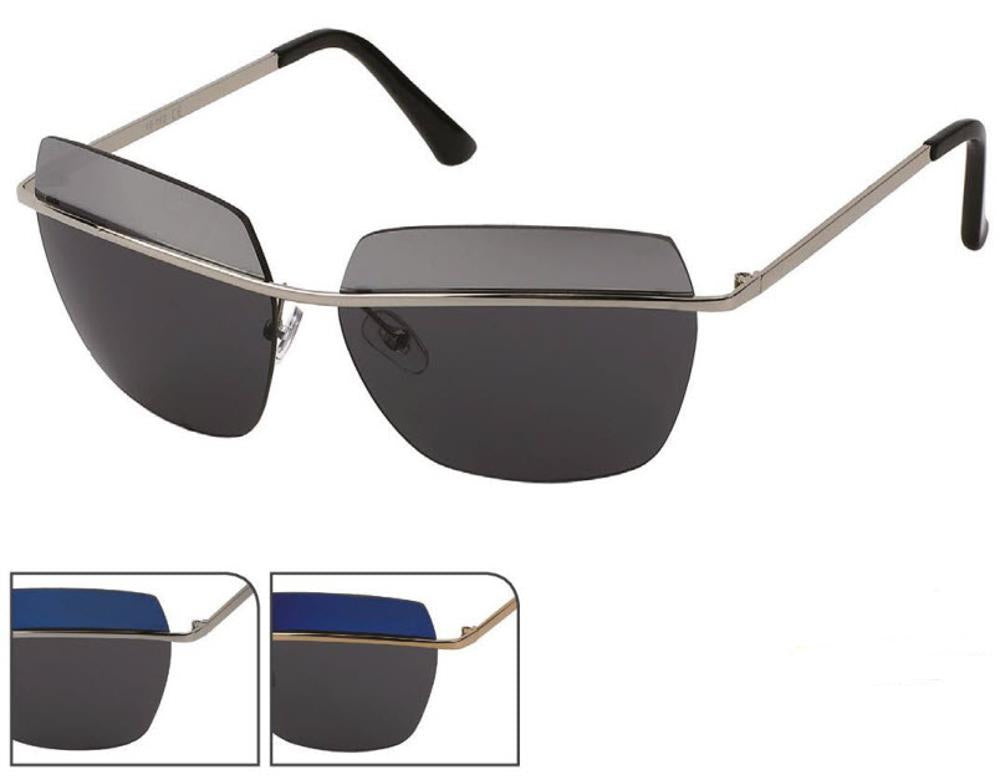 Sonnenbrille Pilotenbrille 400 UV kantig frameless Steg durchgehend zweifarbig Designer