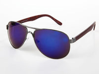 Load image into Gallery viewer, Sonnenbrille Piloten Retro 400 UV Steg dick Bügel Holzmaserung
