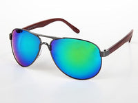 Load image into Gallery viewer, Sonnenbrille Piloten Retro 400 UV Steg dick Bügel Holzmaserung
