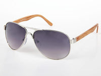 Load image into Gallery viewer, Sonnenbrille Piloten Retro 400 UV Steg dick Bügel Holzmaserung
