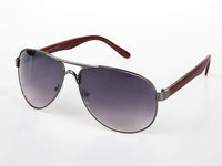 Load image into Gallery viewer, Sonnenbrille Piloten Retro 400 UV Steg dick Bügel Holzmaserung
