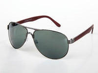 Load image into Gallery viewer, Sonnenbrille Piloten Retro 400 UV Steg dick Bügel Holzmaserung
