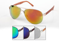 Load image into Gallery viewer, Sonnenbrille Piloten Retro 400 UV Steg dick Bügel Holzmaserung
