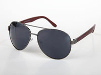 Load image into Gallery viewer, Sonnenbrille Piloten Retro 400 UV Doppelsteg Bügel Holzmaserung
