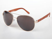 Load image into Gallery viewer, Sonnenbrille Piloten Retro 400 UV Doppelsteg Bügel Holzmaserung
