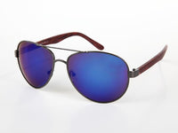 Load image into Gallery viewer, Sonnenbrille Piloten Retro 400 UV Doppelsteg Bügel Holzmaserung
