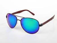 Load image into Gallery viewer, Sonnenbrille Piloten Retro 400 UV Doppelsteg Bügel Holzmaserung
