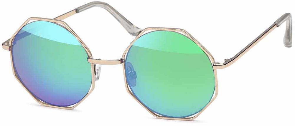 Sonnenbrille Flachgläser Polycarbonat Round Glasses 400 UV Metall Achteck