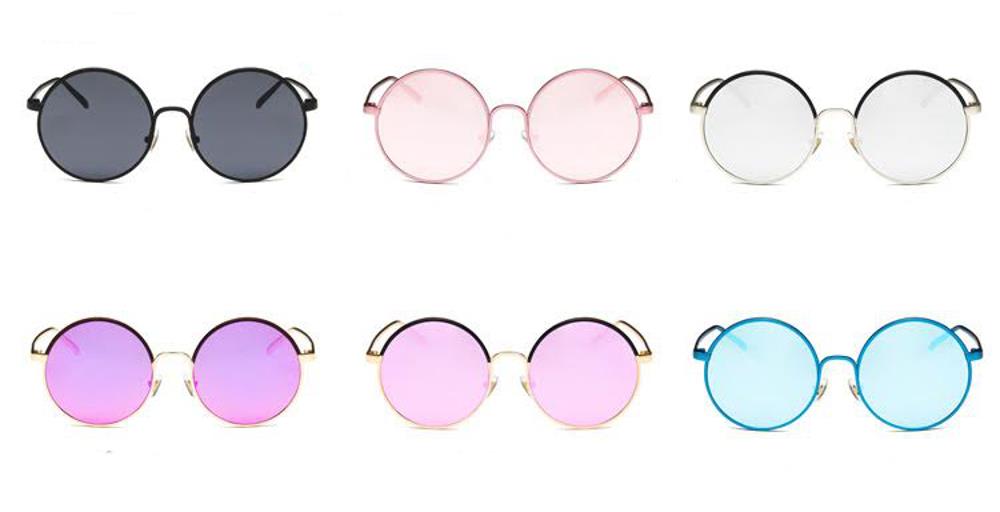 Sonnenbrille Round Glasses 400 UV Metallrahmen metallic verspiegelt