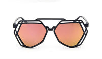 Load image into Gallery viewer, Sonnenbrille V-förmiges Polygon schwarzes Gestell 400UV verspiegelt
