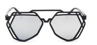 Load image into Gallery viewer, Sonnenbrille V-förmiges Polygon schwarzes Gestell 400UV verspiegelt
