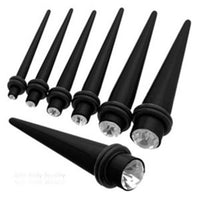 Load image into Gallery viewer, Kristall Piercing Expander Dehnungsstab Straight Dehnstab Unisex Tunnel Plug Ohrstecker schwarz
