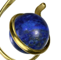 Load image into Gallery viewer, Stein S-Form Ohr Hook 2mm Piercing Brass gold antik Lapis Lazuli Kugel 53mm Ohrhänger
