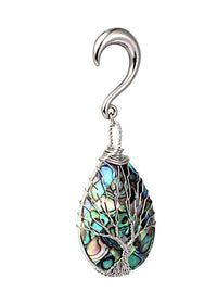 Cargar imagen en el visor de la galería, Ohrgewicht Piercing Hook Edelstahl Paua silber Baum
