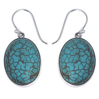 Cargar imagen en el visor de la galería, oval gewölbt Silberohrringe Howlith türkis Ohrringe Ohrhänger Damen Schmuck 925er Sterling Silber

