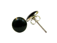 Load image into Gallery viewer, Onyx Ohrstecker schwarz gewölbt rund eingefasst 925 Sterling Silber Silberohrstecker

