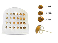 Load image into Gallery viewer, Tigerauge Ohrstecker braun Maserung gewölbt rund Silberohrstecker 925er Sterling Silber
