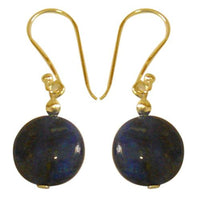 Cargar imagen en el visor de la galería, Damenohrringe mit blauem Lapis, rund, mit 925er Sterlingsilberbügel
