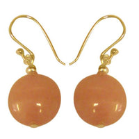 Load image into Gallery viewer, Damenohrringe mit rosa Katzenauge, rund und flach, mit 925er Sterlingsilberbügel
