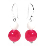 Load image into Gallery viewer, Perlenohrringe, rosa, weiß, Katzenauge, 925er Sterlingsilber-Bügel, 20 mm lang
