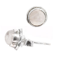 Cargar imagen en el visor de la galería, Silberohrstecker Mondstein rund Ohrringe Ohrstecker Damen Ohrring Stecker 925er Sterling Silber

