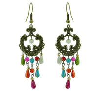 Load image into Gallery viewer, Ohrringe Messing Damen Ohrhänger Kupfer Ohrschmuck Schmuck Steine bunt
