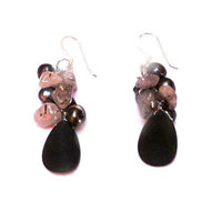 Load image into Gallery viewer, Damen Ohrringe Ohrhänger 925er Sterling Silber Perlen Steine schwarz weiß

