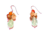 Load image into Gallery viewer, Damen Ohrringe Ohrhänger 925er Sterling Silber Perlen Steine grün und gelb
