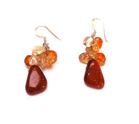 Load image into Gallery viewer, Damen Ohrringe Ohrhänger 925er Sterling Silber Ohrschmuck Perlen Steine braun weiß
