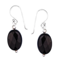 Cargar imagen en el visor de la galería, Onyxohrringe Ohrhänger 925er Sterling Silber nickelfrei Onyx Stein Tropfen
