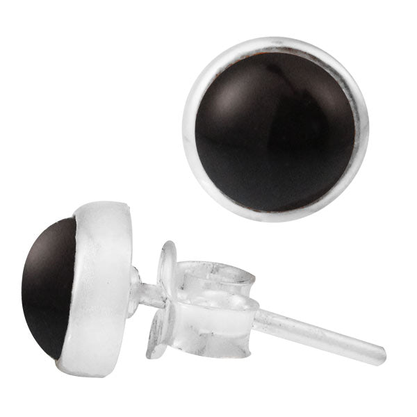 Ohrstecker Onyx schwarz rund 6 mm 925er Sterling Silber Rand Stein Silberohrstecker