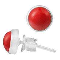 Load image into Gallery viewer, Ohrstecker Jaspis rot rund 6 mm 925er Sterling Silber Rand Stein Silberohrstecker
