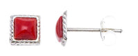 Cargar imagen en el visor de la galería, Ohrstecker Jaspis Quadrat 6 mm Seilrand 925er Sterlingsilber Stein rot unisex
