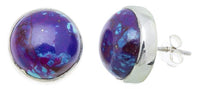 Cargar imagen en el visor de la galería, Ohrstecker Türkis Kreis 13 mm Rand 925er Sterlingsilber Stein lila Steinohrstecker
