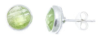 Cargar imagen en el visor de la galería, Ohrstecker Prehnit rund 8 mm Rand 925er Sterlingsilber gebürstet facettiert grün
