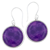 Cargar imagen en el visor de la galería, Silberohrhänger kreisförmig 18 mm Scheibe lila Stein Seilrand 925 Sterlingsilber
