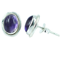 Load image into Gallery viewer, Silberohrstecker Lila Amethyst oval 10 mm Ø Ohrstecker 925er Sterling Silber Damen Schmuck
