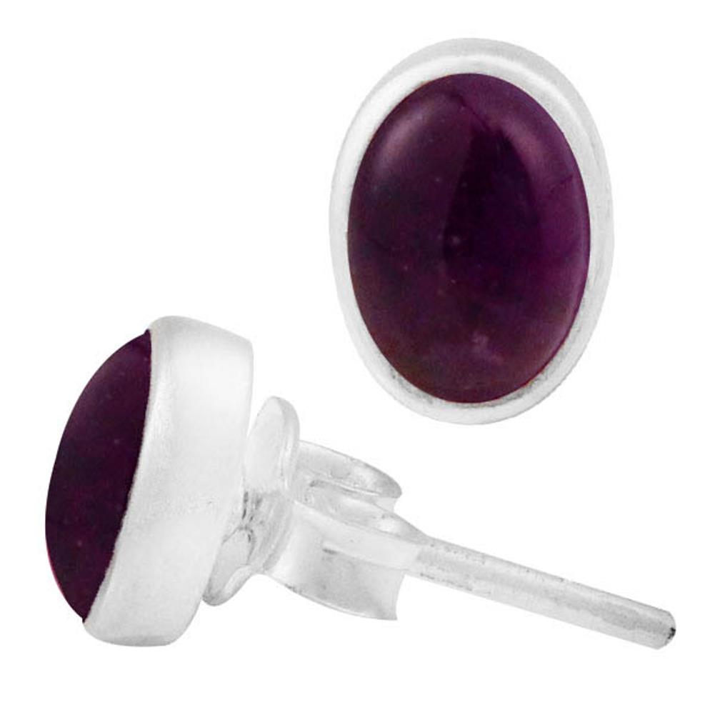 Ohrstecker Amethyst lila oval 8 mm 925er Sterling Silber Rand Stein Silberohrstecker