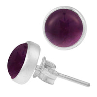 Load image into Gallery viewer, Ohrstecker rot Granat rund 10 mm 925er Sterling Silber Rand Stein Silberohrstecker
