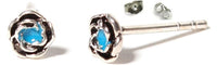 Cargar imagen en el visor de la galería, Rose Ohrstecker türkis, rund, 3 mm Ø, eingefasst, 925er Sterlingsilber
