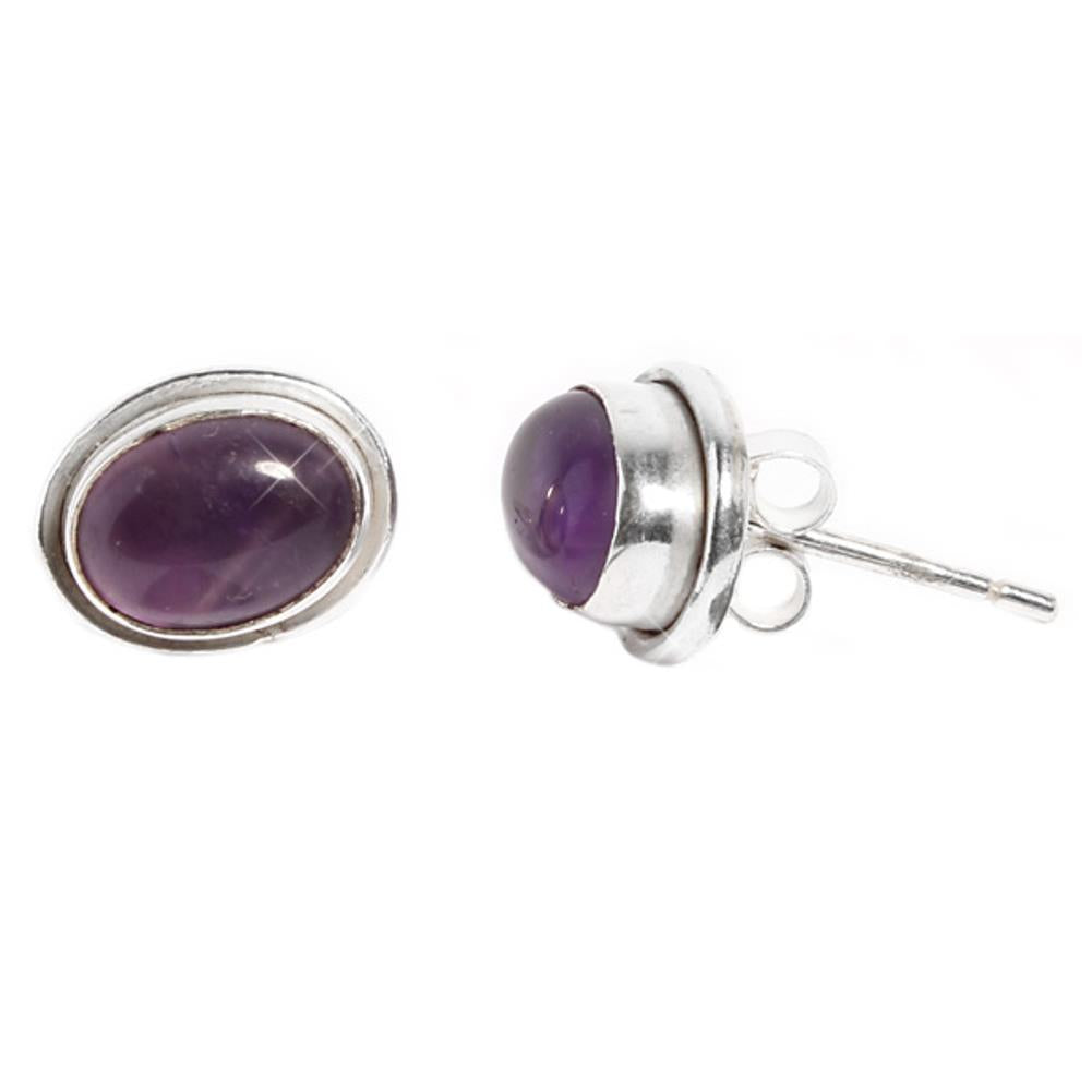 Silberohrstecker Amethyst oval Ohrringe Ohrstecker Damen Ohrring Stecker 925er Sterling Silber