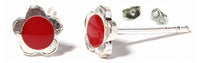 Cargar imagen en el visor de la galería, Ohrstecker Blume, koralle, rot, 6 mm Ø, eingefasst, 925er Sterlingsilber-Stift
