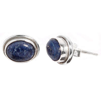Load image into Gallery viewer, Silberohrstecker Lapislazuli oval Ohrringe Ohrstecker Damen Ohrring Stecker 925er Sterling Silber

