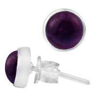 Load image into Gallery viewer, Ohrstecker Amethyst lila rund 6 mm 925er Sterling Silber Rand Stein Silberohrstecker
