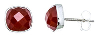 Cargar imagen en el visor de la galería, Ohrstecker Karneol Quadrat 8 mm 925er Sterlingsilber Rand facettiert rot gewölbt
