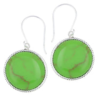 Load image into Gallery viewer, Silberohrhänger kreisförmig 14 mm Scheibe grün Stein Seilrand 925 Sterlingsilber
