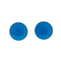 Cargar imagen en el visor de la galería, Ohrstecker, Türkis, flach rund, 4 mm Ø, in massivem Silber eingefasst, 925er Sterlingsilber-Stift
