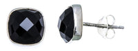 Cargar imagen en el visor de la galería, Ohrstecker Onyx Quadrat 8 mm 925er Sterlingsilber Rand facettiert schwarz gewölbt
